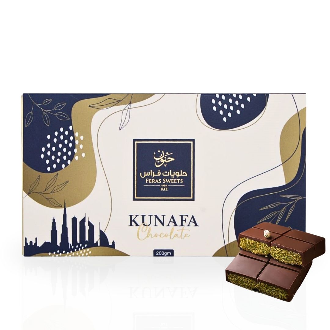 Dubai Kunafa Chocolate Bar 200GMS By Feras Sweets | Chocolate, Creamy Pistachio, Crispy Kunafa, The Viral Dubai Chocolate (BOX OF 6)