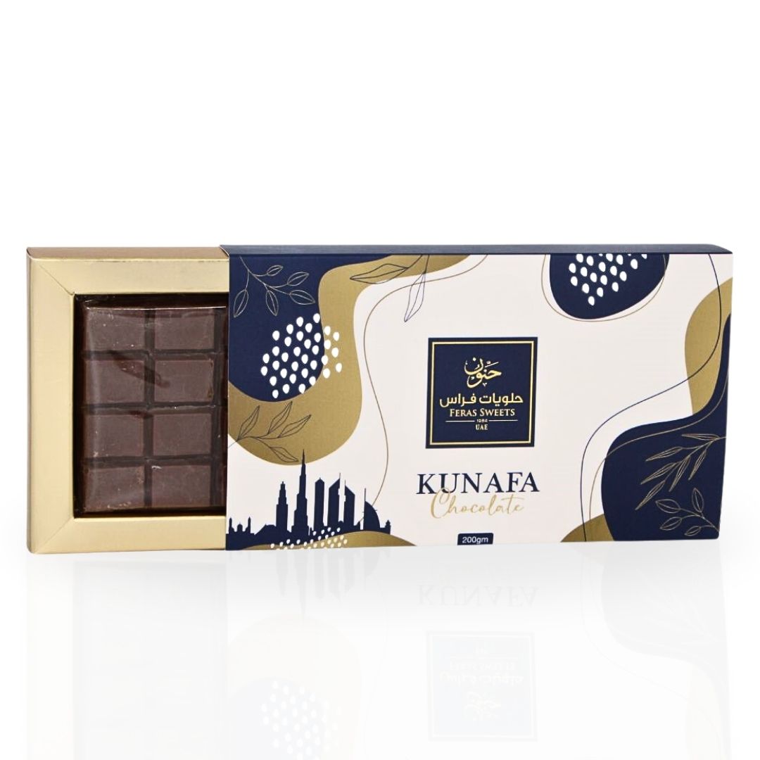 Dubai Kunafa Chocolate Bar 200GMS By Feras Sweets | Chocolate, Creamy Pistachio, Crispy Kunafa, The Viral Dubai Chocolate (BOX OF 6)