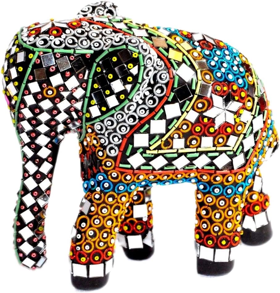 Elephant Handcrafted I Shisha Moti Craft Decorative Accent I Beads and Pakistani Mirror Work