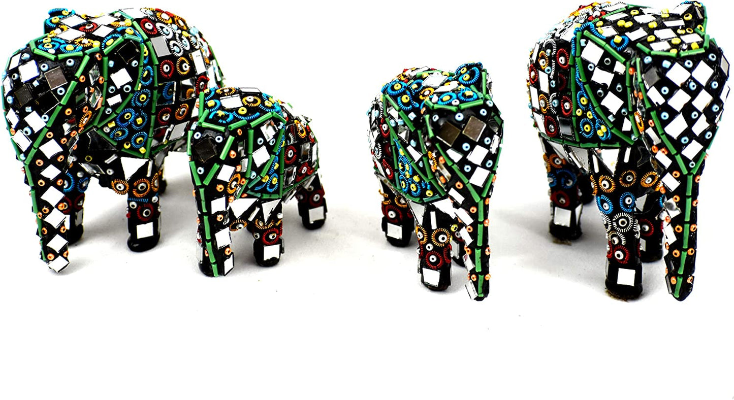 Elephant set of 4 Shisha Moti Craft Table Top Decorative Accent